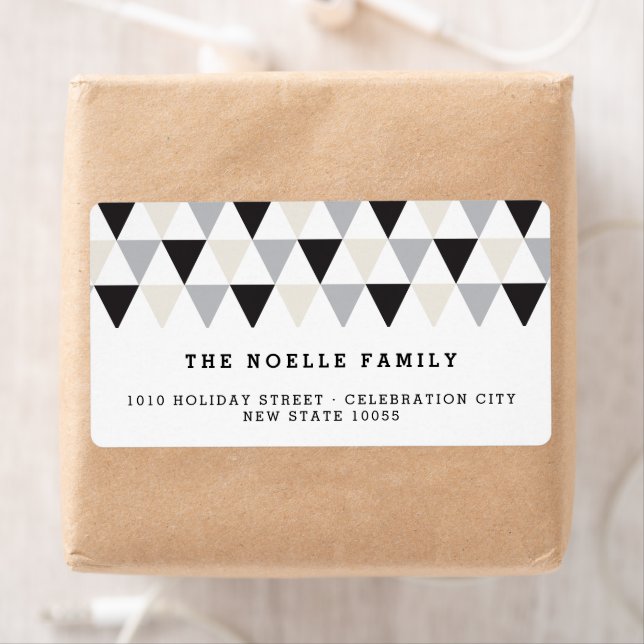 New Year Mod Geometric Triangles Holiday Address Label (Insitu)