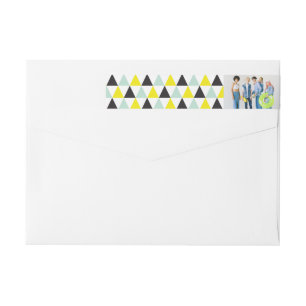 New Year Mod Geometric Triangles Photo Holiday Wrap Around Label