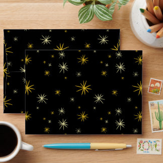 New Year Modern Gold Starbursts Pattern Stylish Envelope