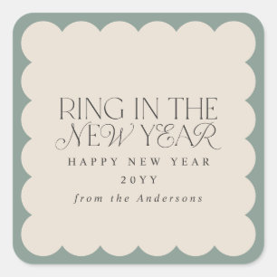 new year modern minimal favor square sticker