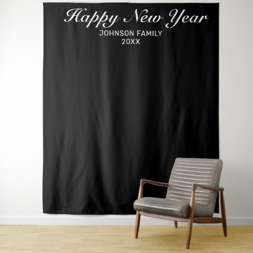 New Year Modern Minimalist Black Photo Background Tapestry