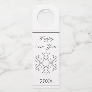 New Year Modern Minimalist White Birthday Bottle Hanger Tag