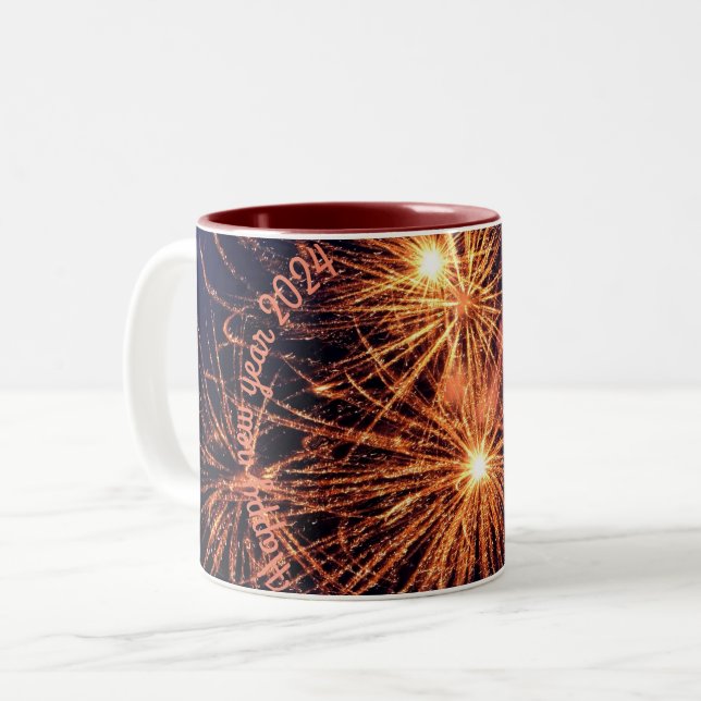 New year Mugs 2024 pink color  (Front Left)