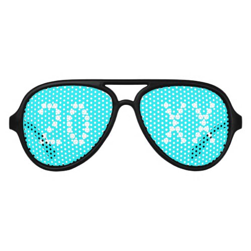 New Year neon aqua custom number year fun party Aviator Sunglasses