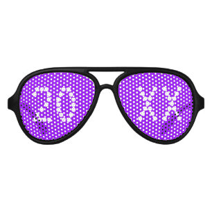 New Year neon purple custom number year fun party  Aviator Sunglasses