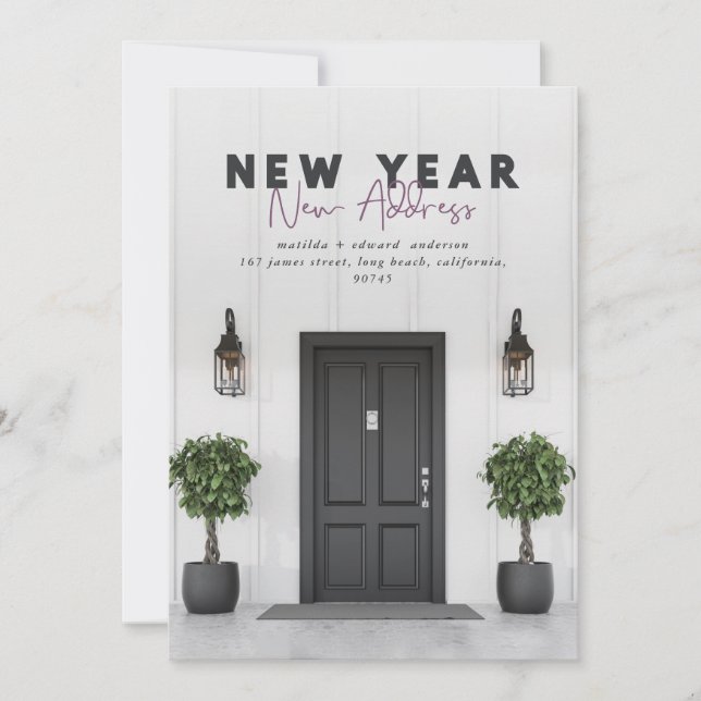 New year new address photo holiday card (Front)