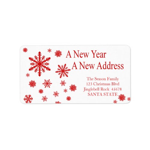 New Year New Address snowflake holiday Label