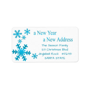 New Year, New Address snowflake holiday Label