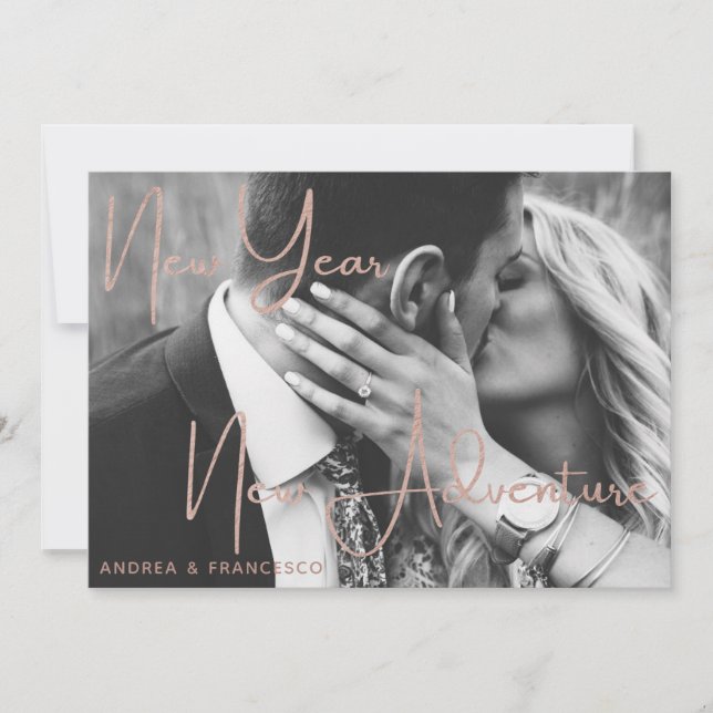New Year New Adventure Engagement Party Photo Invitation (Front)