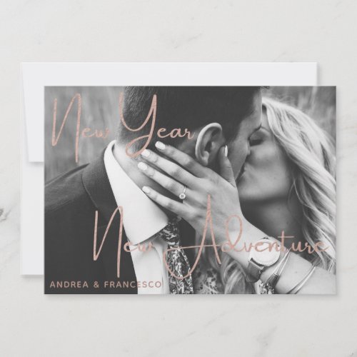 New Year New Adventure Engagement Party Photo Invitation