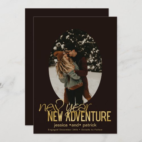 New Year New Adventure Maroon Photo Engagement Announcement