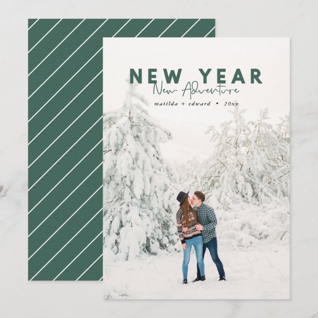 New year new adventure photo holiday card (Front/Back)