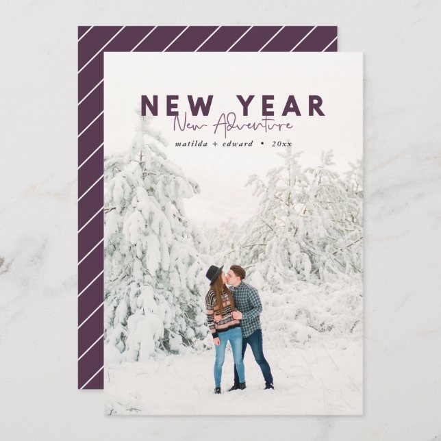New year new adventure photo holiday card (Front/Back)