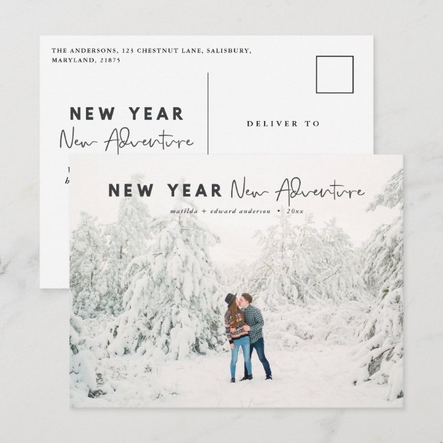New year new adventure photo holiday  postcard (Front/Back)