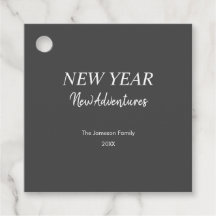 New Year New Adventures | Charcoal Gray Gift Tags