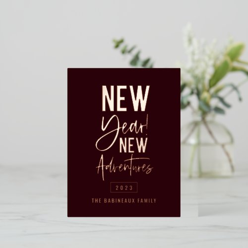 New Year New Adventures Foil Holiday Postcard