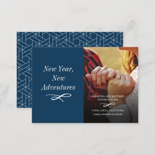 New Year New Adventures Modern Engagement Save The Note Card