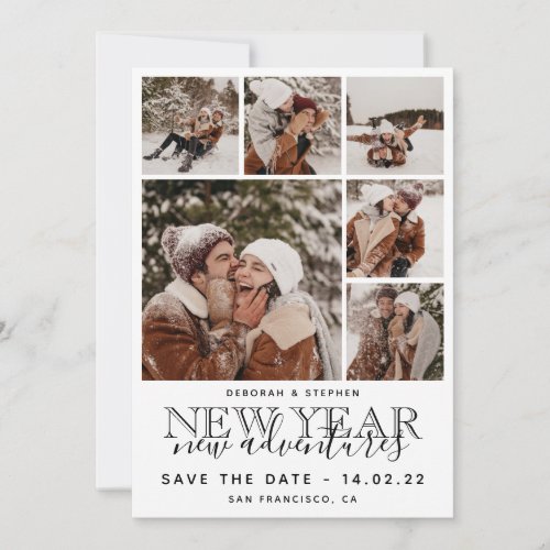New Year New Adventures Modern Photo Collage Save The Date
