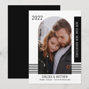 New Year New Adventures Photo BW Engagement Announ Announcement