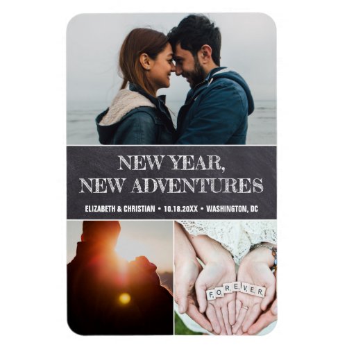 New year New Adventures Photo Collage Wedding Magnet