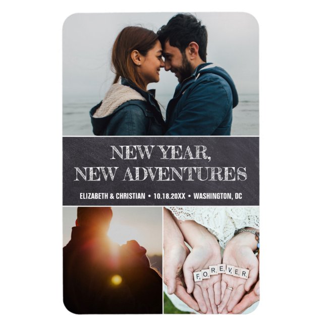 New year New Adventures Photo Collage Wedding Magnet (Vertical)