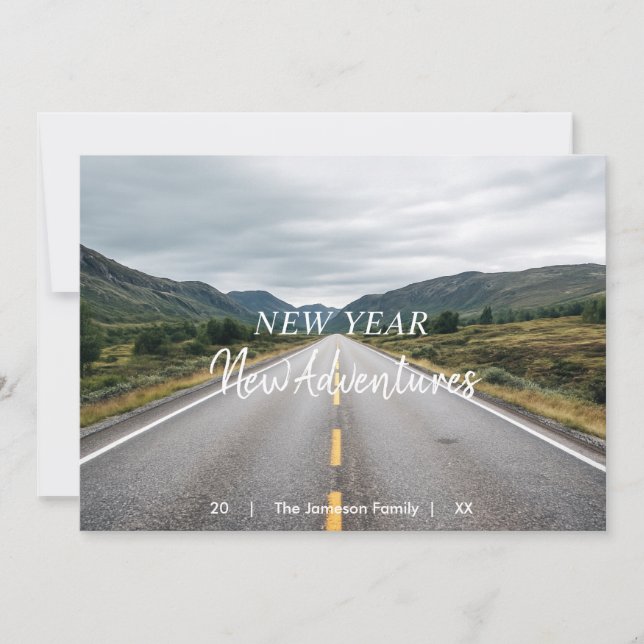 New Year New Adventures | Photo Flat Holiday Card (Front)