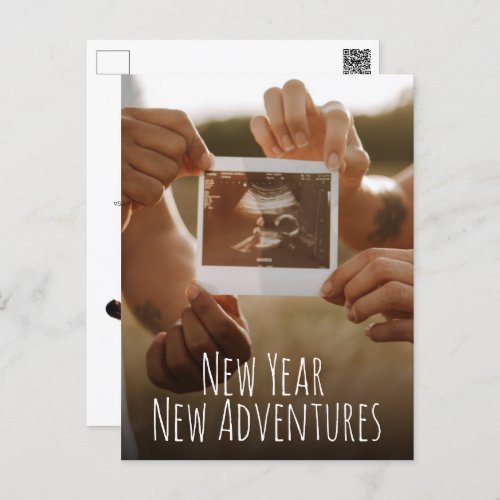 New Year New Adventures Photos Pregnancy Holiday Postcard
