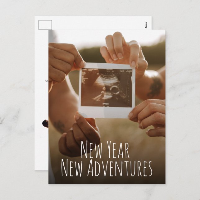 New Year New Adventures Photos Pregnancy Holiday Postcard (Front/Back)