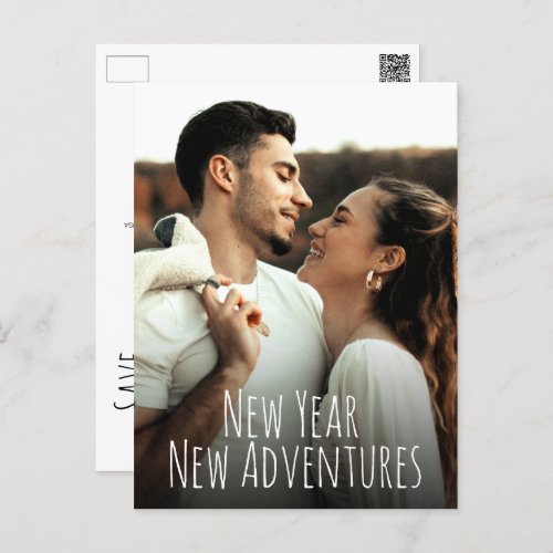 New Year New Adventures Save the date Photo  Holiday Postcard
