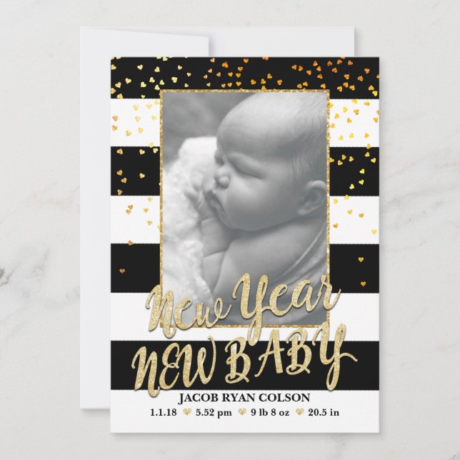 New Year New Baby Baby Birth Announcement (Front)