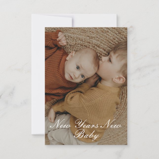 New year New Baby Birth Flat Card (Front)