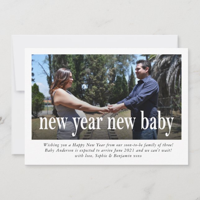 New Year New Baby Pregnancy Announcement (Front)