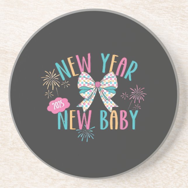 New Year New Baby Pregnancy Mom To Be  Coaster (Front)