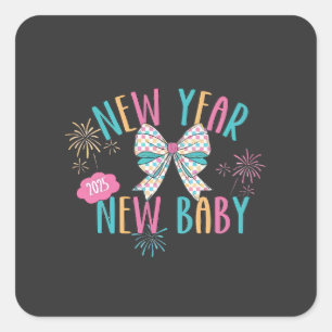 New Year New Baby Pregnancy Mom To Be Square Sticker