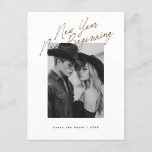 New Year New Beginning Holiday Engagement Design Postcard