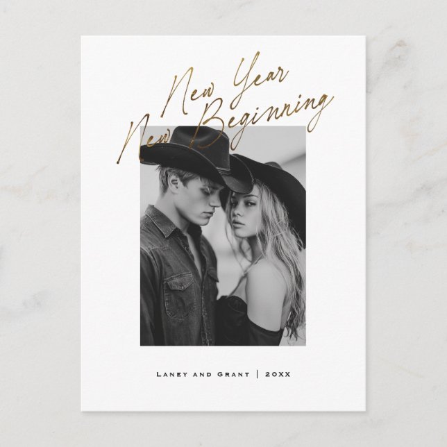 New Year New Beginning Holiday Engagement Design Postcard (Front)