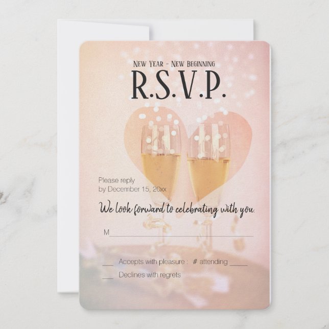 New Year New Beginning/New Years  Wedding/RSVP Invitation (Front)