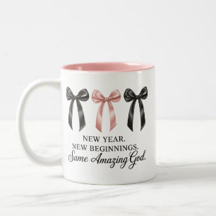 New Year New Beginnings Same Amazing God Religious Two-Tone Coffee Mug