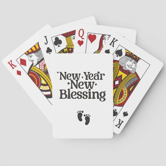 New Year New Blessings New Year Pregnant Mom  Poker Cards (Back)