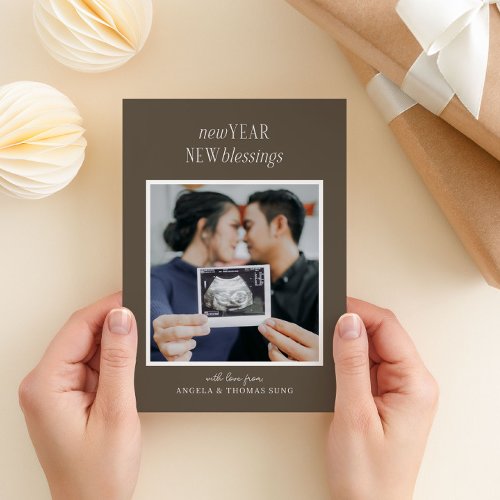 New Year New Blessings Pregnancy Holiday Card