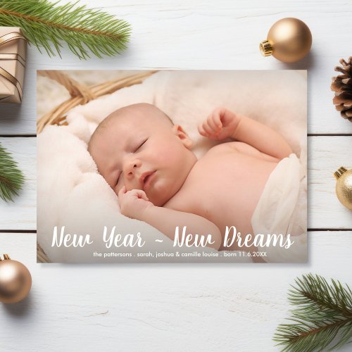 New Year New Dreams Modern Classic Photo Holiday Card