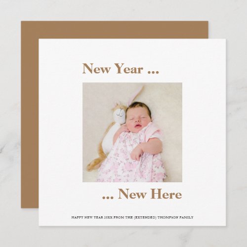 New Year New Here Photo Baby Announce Birth Gold