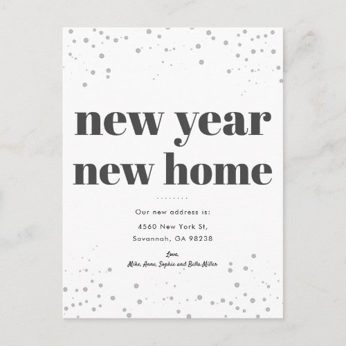 New Year New Home Modern Moving Announcement Postcard