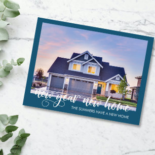 New Year New Home Moving Announcement Photo Script Postcard