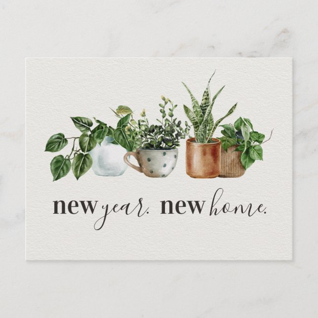 New Year New Home Moving Announcement Postcard (Front)