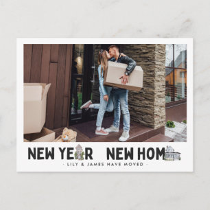New Year New Home Photo Change of Address Postcard