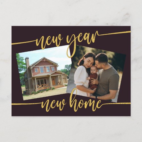 New Year New Home Photo Moving Announcement Postca Postcard