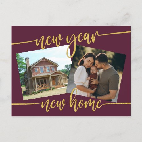 New Year New Home Photo Moving Announcement Postcard