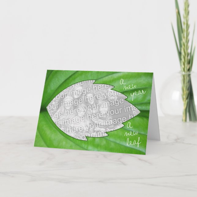 New Year, New Leaf with Your Photo and Poem Holiday Card (Front)