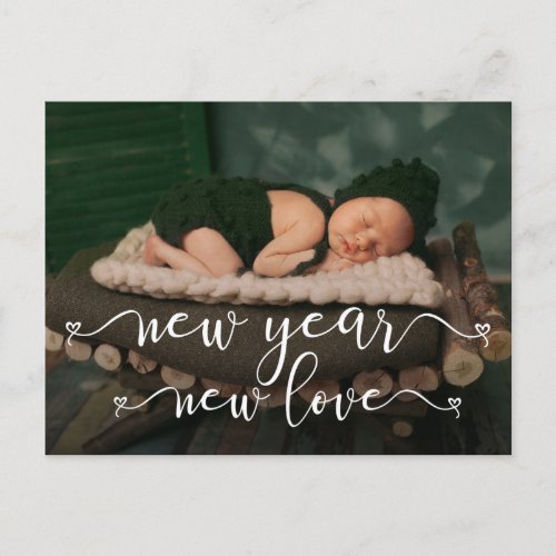 New Year New Love Birth Announcement Postcard